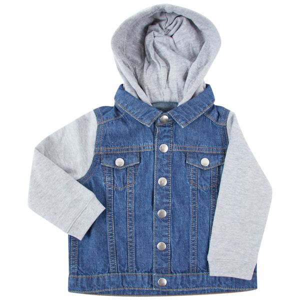 Denim jacket with fleece hood and sleeves Vignette