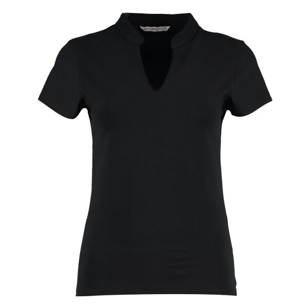 Women's corporate short-sleeved top v-neck mandarin collar (regular fit) Vignette