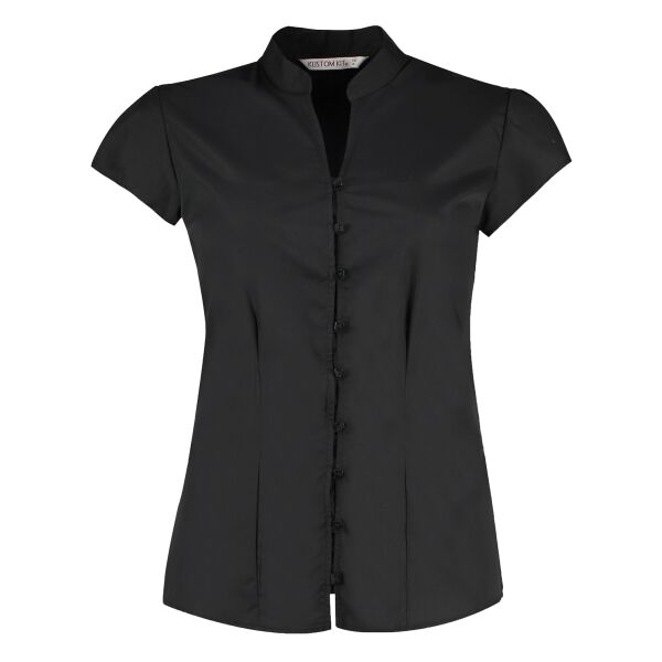 Women's continental blouse mandarin collar cap sleeve (tailored fit) Vignette