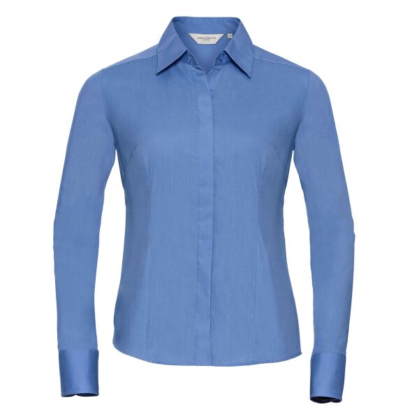Women's long sleeve polycotton easycare fitted poplin shirt Vignette