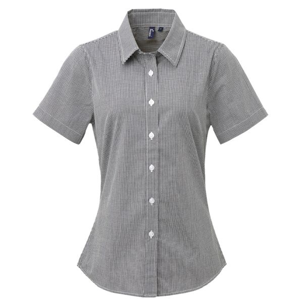 Women's Microcheck (Gingham) short sleeve cotton shirt Vignette