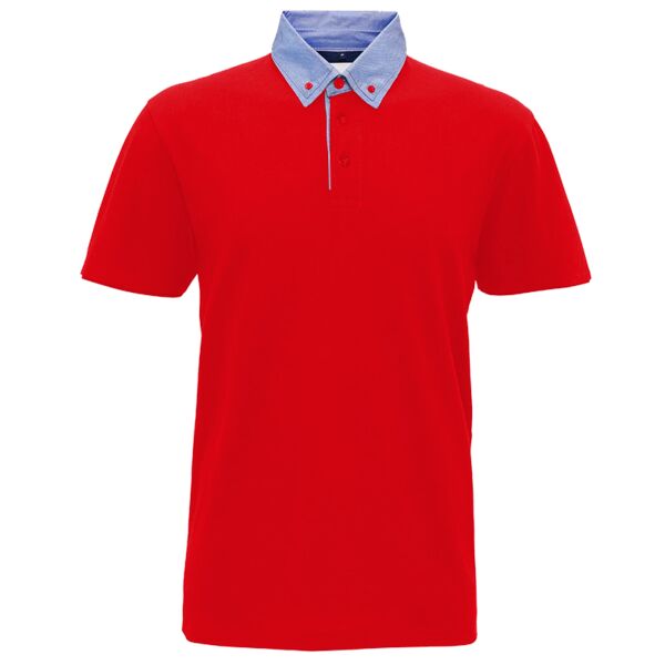 Men's chambray button-down collar polo Vignette