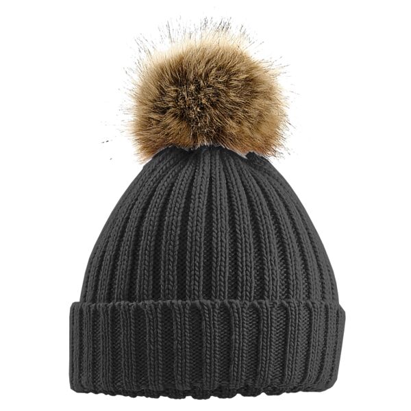 Infant/junior fur pom pom chunky beanie Vignette