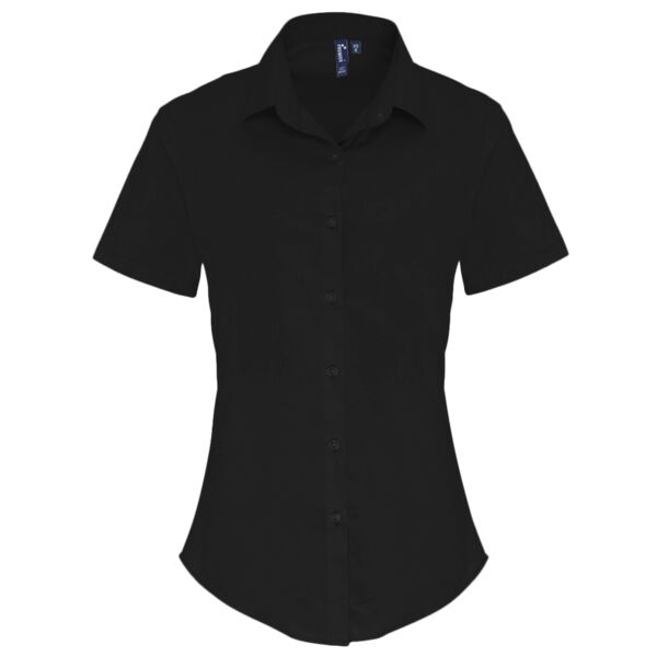 Women's stretch fit cotton poplin short sleeve blouse Vignette