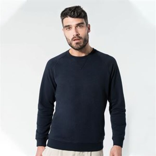 Sweat-shirt épais 300g/m², coton BIO col rond manches raglan Homme Vignette
